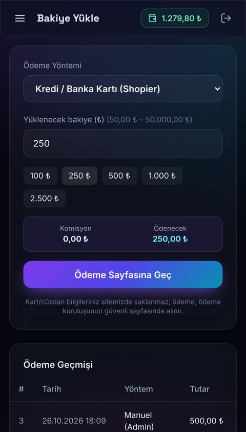 Bakiye yükle ekran görüntüsü