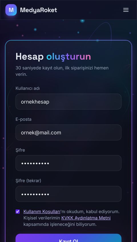 Ücretsiz üye ol ekran görüntüsü